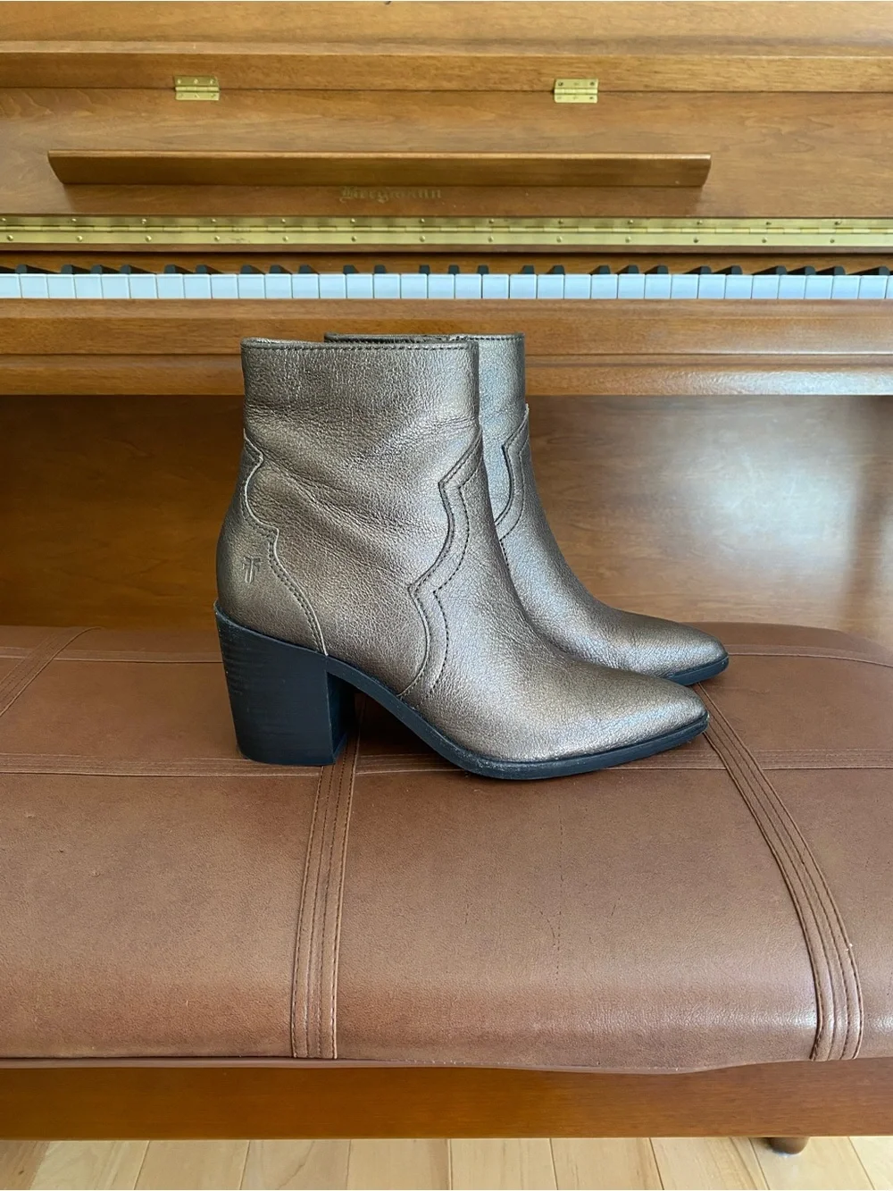 Frye Flynn Metallic Leather Ankle Booties